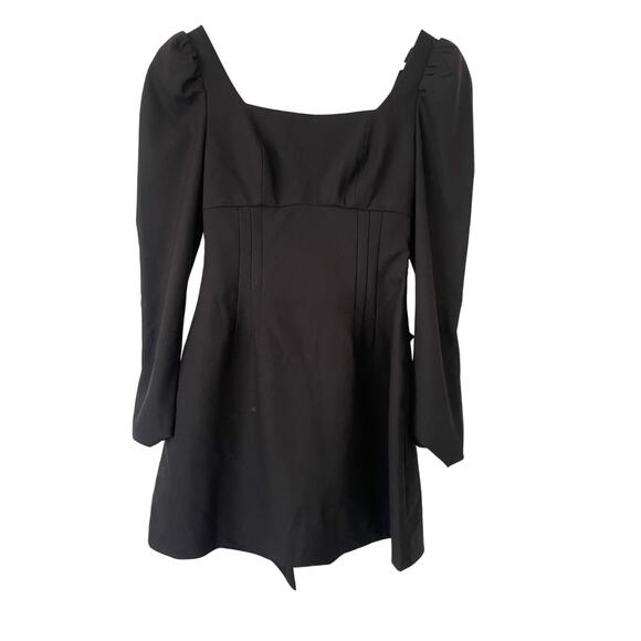 NWT ALB Anne Louise Square Neck Feminine Black Bow Back Mini Dress • Size XS - Picture 2 of 5